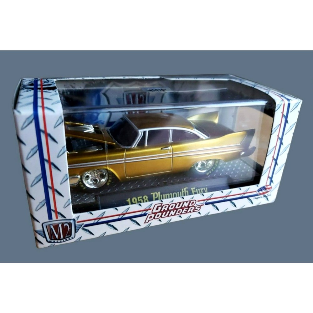 2009 M2 Machines 1958 Plymouth Fury Ground Pounders Release 01 1:64 Gold 09-06 - Picture 4 of 10